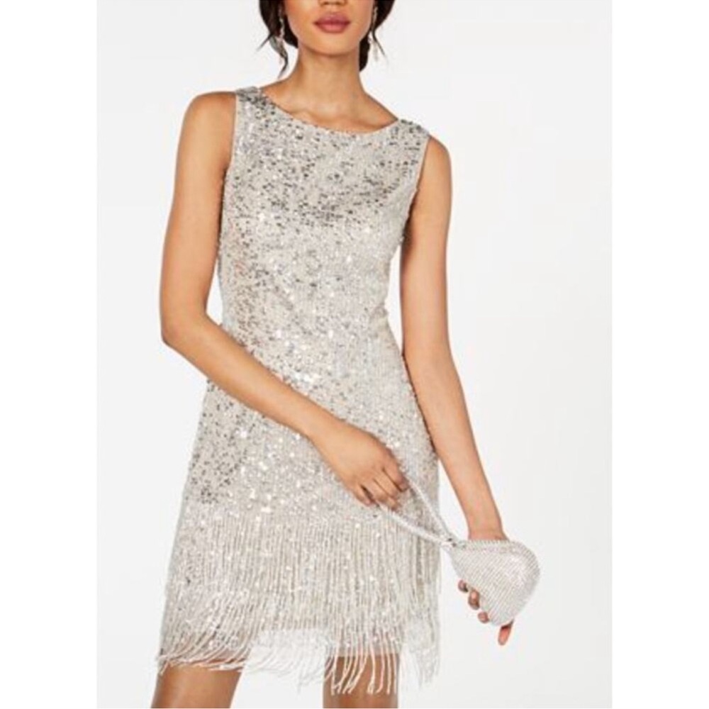 Adrianna Papell Beaded Fringe Dress